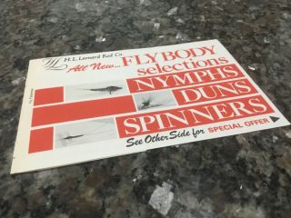 H.  L.  Leonard Rod Co,  Sell Card,  Flybody Fly Selections,  1978