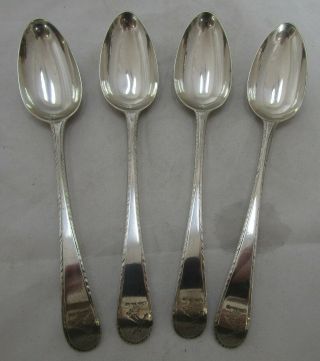 Set 4 Antique Georgian Sterling Silver Hester Bateman Dessert Spoons,  163g
