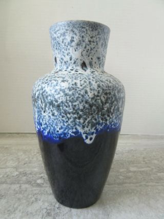 Old Vintage W.  Germany Art Pottery Vase Cobalt Blue Lave Drip Glaze 208 - 27