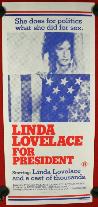Vintage 1975 Film " Linda Lovelace For President " Daybill Movie Poster