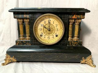Antique Seth Thomas Adamantine Mantel Clock Restored Running