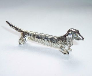 Vintage Silver Plated Art Deco Metal Dachshund Dog Figure/animal Ornament