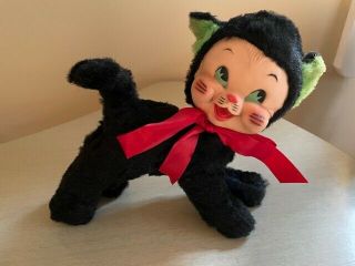 Vintage Rubber Face Plush Stuffed Animal Toy Black Kitty Cat Rushton Or Gund?