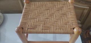 Vintage Rush Hand Woven Bamboo Rattan Plant Stand Ottoman Stool W Quilt Topper