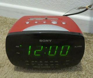 Vintage Sony Dream Machine Digital Clock Radio - Icf - C111 Orange/red