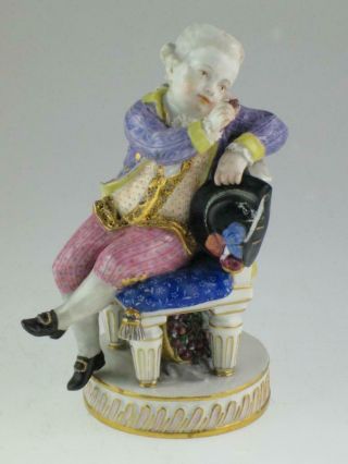 Antique 19th Century Meissen Porcelain Boy Figure Circa 1880
