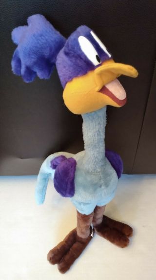 Vintage 1998 Looney Tunes Road Runner Plush Stuffed Animal Bird Blue