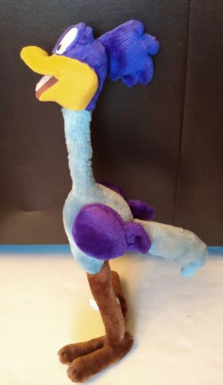 Vintage 1998 Looney Tunes Road Runner Plush Stuffed Animal Bird Blue 2