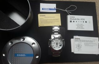 Vintage Casio Wrist Watch Model 4723 Wave Ceptor Chronograph Boxed Complete