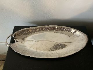 Vintage Sterling Silver Leaf Dish 12 Inches Hallmarked