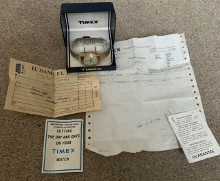 Vintage Timex Automatic Day Date Men’s Wristwatch Box & Papers 1982