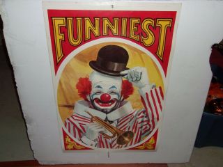 Old Vintage Kraft Litho 25x38 Double - Sided Circus Poster Funniest Clown