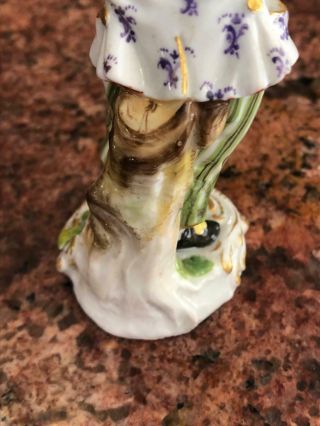 Fine Antique Meissen Porcelain Figure Boy Playing On Bagpipe 5