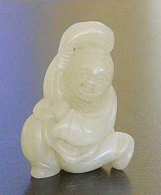 Well Hand Carved Chinese White Jade Boy Pendant M3503
