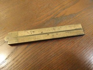 Vintage Stanley No.  62 Folding Ruler Brass & Boxwood 100 Years Old