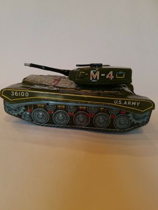 Vintage Tin Us Army M - 4 Toy Tank