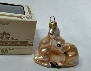 Impuls Vintage Blown Glass Hand Painted Deer Christmas Ornament Made In Poland