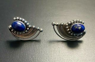 Vintage Sajen 925 Sterling Silver & Blue Lapis Earrings