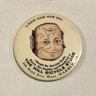 Vintage Advertising Celluloid Pocket Mirror The Hill Bicycle Store