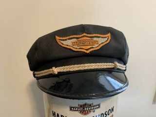Antique Harley - Davidson Captains Black Hat Cap 40 