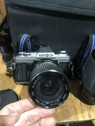 Vintage MINOLTA X - 370 SLR 35mm Film Camera Bundle W/Case 2