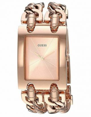 Guess U1117l3 Rose Gold - Tone Stainless Steel Double Chain 28mm Women 
