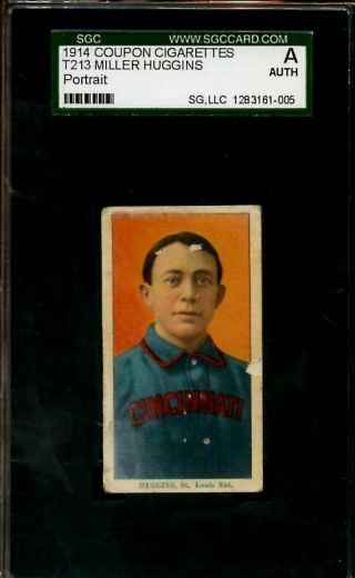1914 T213 Coupon Cigarettes Baseball Card Miller Huggins Sgc Authentic