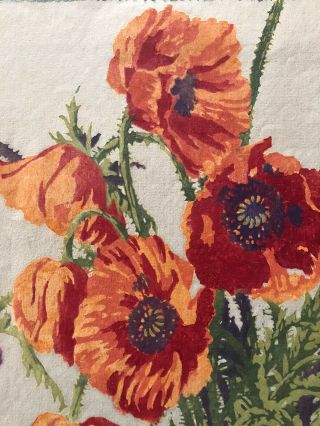 Large Antique Arts & Crafts Color Woodblock Print of Orange Poppies 2