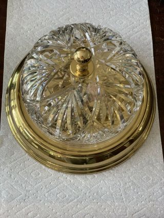 Authentic Waterford Crystal Brass Traditional Chandelier Flush Mount Fixture