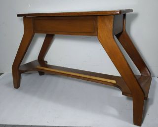 Vintage Mid Century Modern Curved Solid Walnut Wood Organ Piano Bench W/ Storage