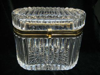 Antique Vintage Large French Crystal Casket Jewelry Dresser Vanity Hinged Box
