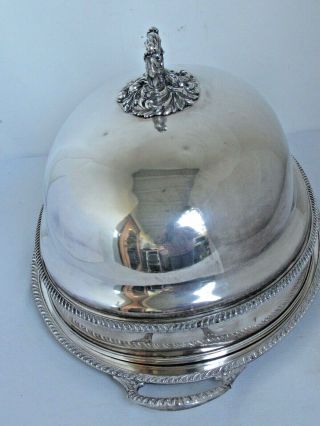 Antique Wm.  Rogers Silver Plate Large Meat Dome and Tray 20 
