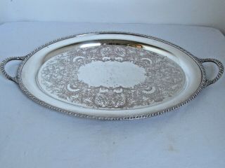 Antique Wm.  Rogers Silver Plate Large Meat Dome and Tray 20 