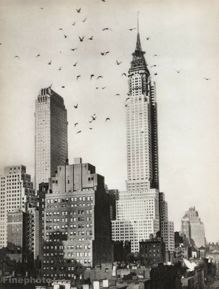 1920s York City Chrysler Building Under Construction Birds Vintage Photo Art