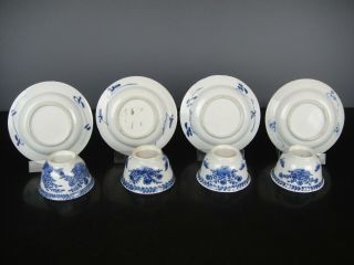 Set Of Four Chinese Porcelain B/W Kangxi Cups&Saucers - Landscape,  Flowers - 18th C. 3