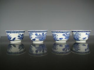 Set Of Four Chinese Porcelain B/W Kangxi Cups&Saucers - Landscape,  Flowers - 18th C. 6