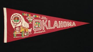 Vintage University Of Oklahoma Sooners 3 - Color Sugar Bowl Pennant From 1972?