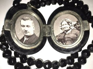 Antique Victorian Whitby Jet Mourning Locket & Chain Collar C1837 - 1901 Stunning