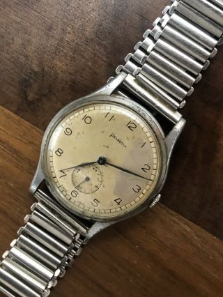 (182) Rare Vintage Helvetia Ww2 Military Style Gents Wristwatch W Bonklip Strap