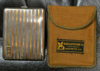 Vintage James E Blake Co Sterling Silver & 14k Inlaid Cigarette Case