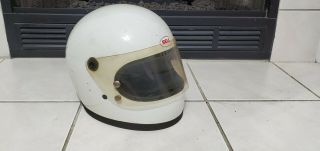 Bell Helmet Star Ii Vintage White Full Face Size Snell 1975 Fc19 Bell Flip Visor