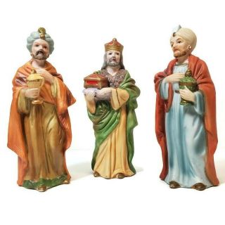 Vintage Homco 3 Piece Wise Men / Kings Christmas Nativity Figurines 5207p & 5216