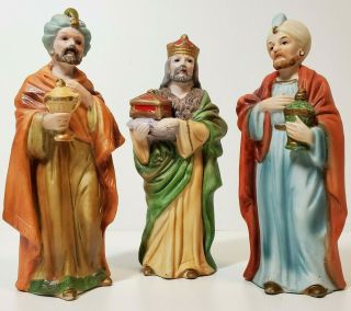 Vintage Homco 3 Piece Wise Men / Kings Christmas Nativity Figurines 5207P & 5216 2