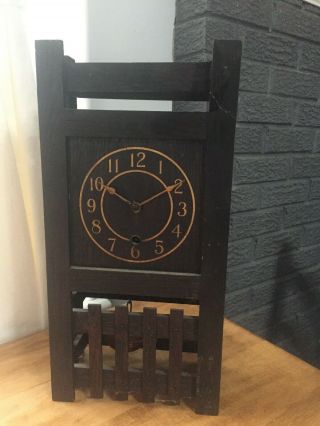 Antique Pequegnat Midget Mantle Clock Arts And Crafts Style