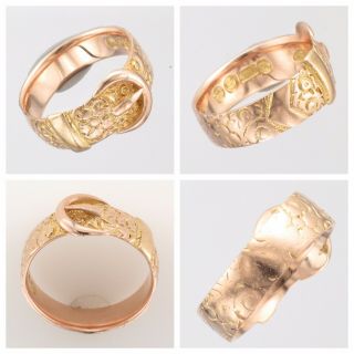 Antique 15ct Gold Victorian Belt Buckle Ring - London 1897 2