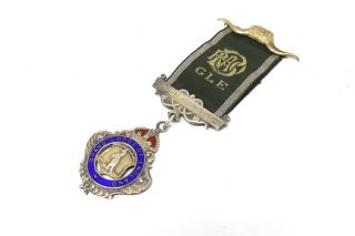 Vintage C1934 Sterling Silver Enamelled Grand Lodge Masonic Medal 20.  8g 25195