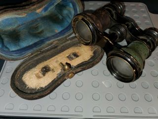 Antique Vintage Chevalier Paris Opera Glasses Binoculars With Case 2
