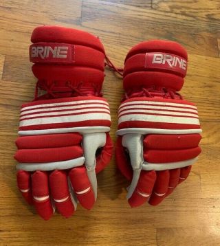 Vintage Brine L - 35 Lacrosse Gloves - Red