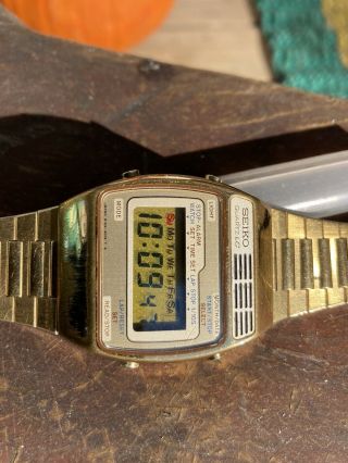 Vintage Seiko A159 - 4029 - G Mens LCD Digital Gold Plate Chronograph Watch 4.  A1 3
