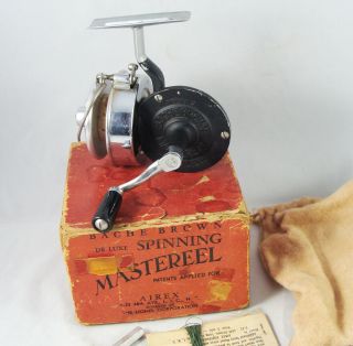 Old Vintage Airex Bache Brown Mastereel Model 2 - 1/2 Bail,  Box,